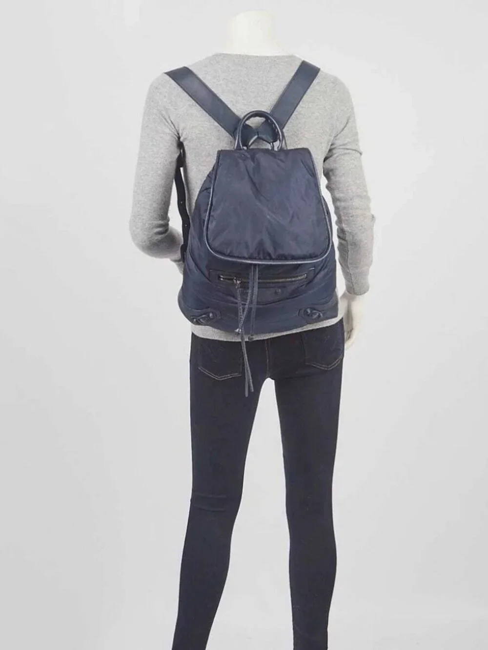 Balenciaga Navy Blue Nylon/Leather Classic Traveller Backpack Bag
